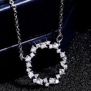 💎 "Dainty Refine Shiny Hollow Round CZ Pendant Necklace for Women, INDN8634